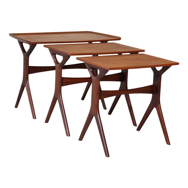 Nesting Tables in Teak by Johannes Andersen for CFC Silkeborg, Denmark, 1960s, Set of 3 For Sale