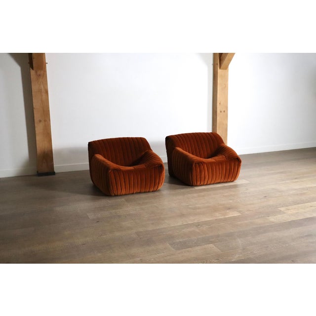 Sandra Lounge Chairs in Velvet by Annie Hieronimus for Cinna, France, 1970s, Set of 2 For Sale - Image 11 of 11