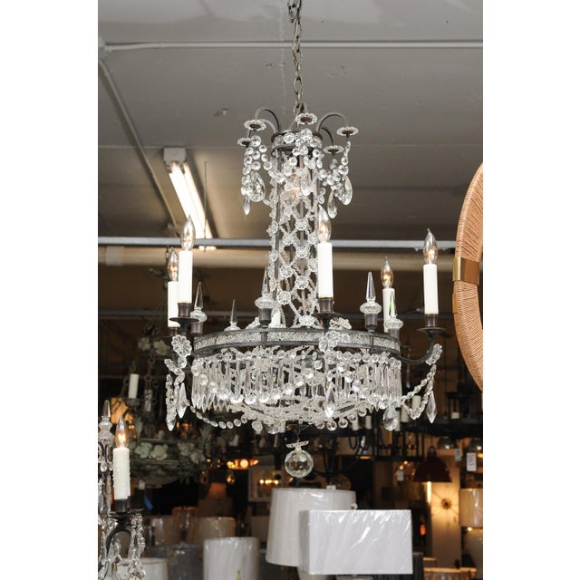 1940s Baroque Italian Bronze & Crystal Chandelier For Sale - Image 15 of 15