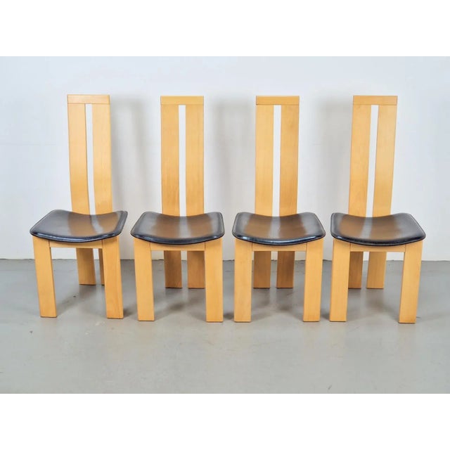 Vintage Beech Wood Leather Dining Chairs by Pietro Costantini for Ello, 1970s, Set of 4 For Sale - Image 12 of 12