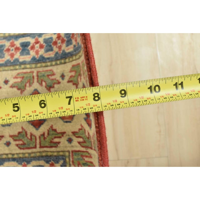 Kazak Rug 8′ X 10’11” Red Wool Tribal Hand-Knotted Oriental Carpet For Sale - Image 13 of 15