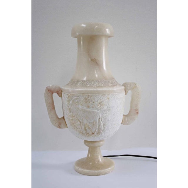 Large Illuminated Alabaster Amphora Table Lamp, 1970s For Sale - Image 6 of 8