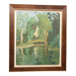 20th Century French Green Forrest Painting