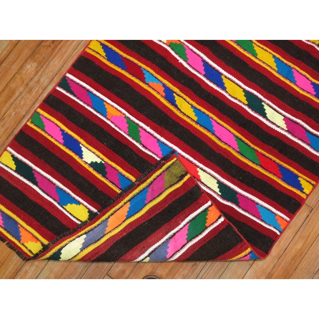 Vintage Bright Hand-Knotted Kilim - 2'10" x 5'10" For Sale - Image 4 of 8