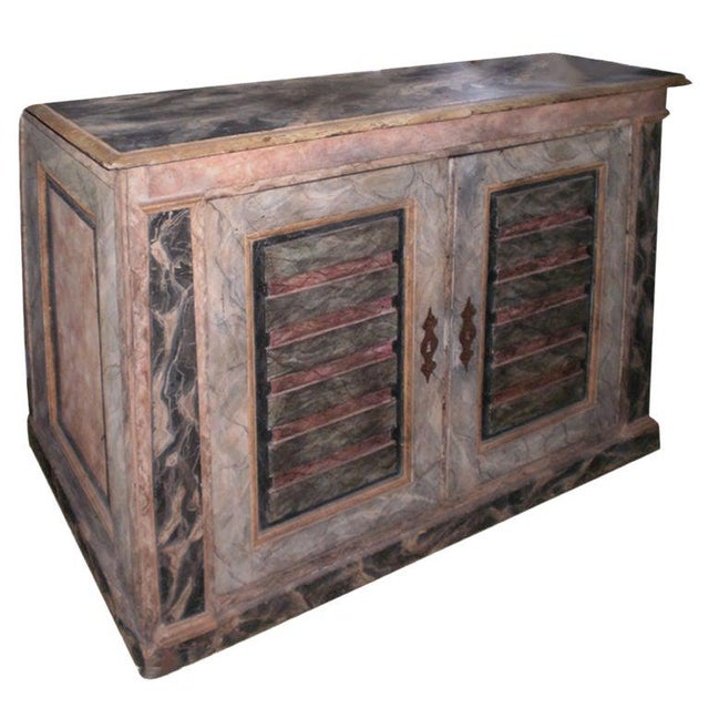 Gray 18th Century Italian Faux Marble Credenza For Sale - Image 8 of 8