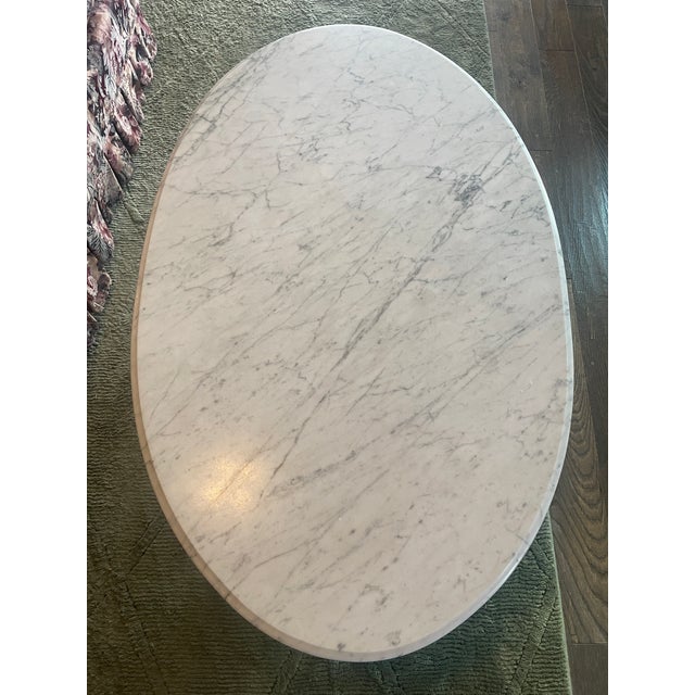 1940s Kimball Victorian Lyre Harp Marble Coffee Table For Sale - Image 9 of 18