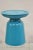 Modern Turquoise Blue Perforated Metal Garden Stool Round Drum Side Table. Circa 21st Century, Pre-Owned. Measurements:...