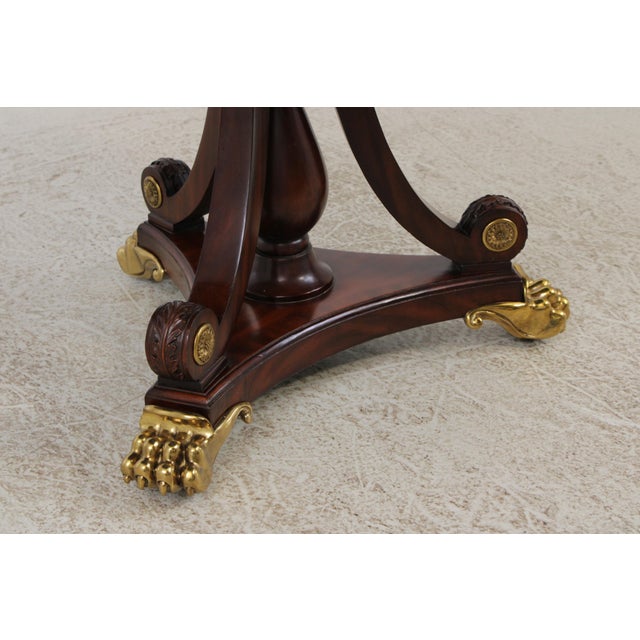 Maitland Smith Round Mahogany Leather Top Center Table For Sale - Image 10 of 17