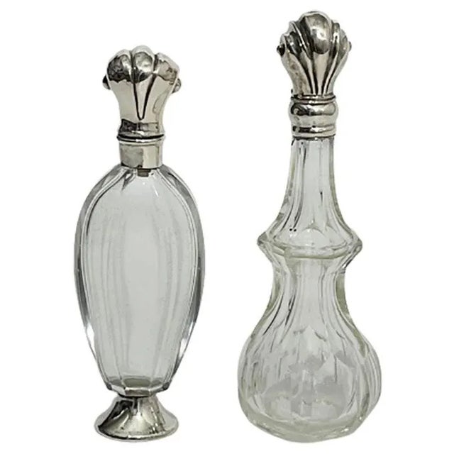 19th Century Dutch Silver and Crystal Scent or Perfume Bottles, Set of 2 For Sale - Image 5 of 5