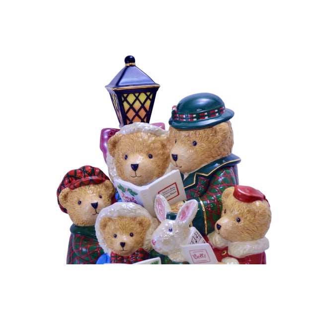 Vintage Christopher Radio Van Der Bear Chorus high relief ceramic cookie jar in vibrant tones of red, green and blue by...