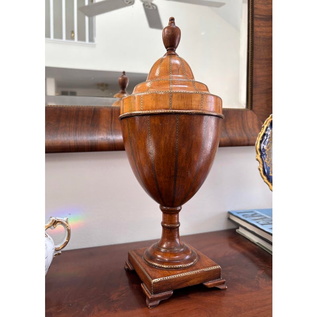 Antique Edwardian Inlaid Satinwood Cutlery Urn 16” For Sale In Baltimore - Image 6 of 12