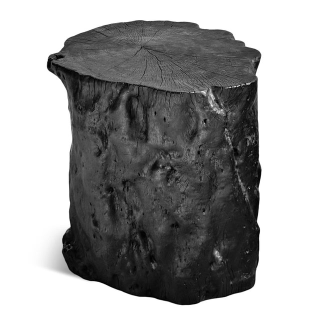 Contemporary Black Natural Form Stump Organic Modern Side Table / Stool For Sale - Image 3 of 4