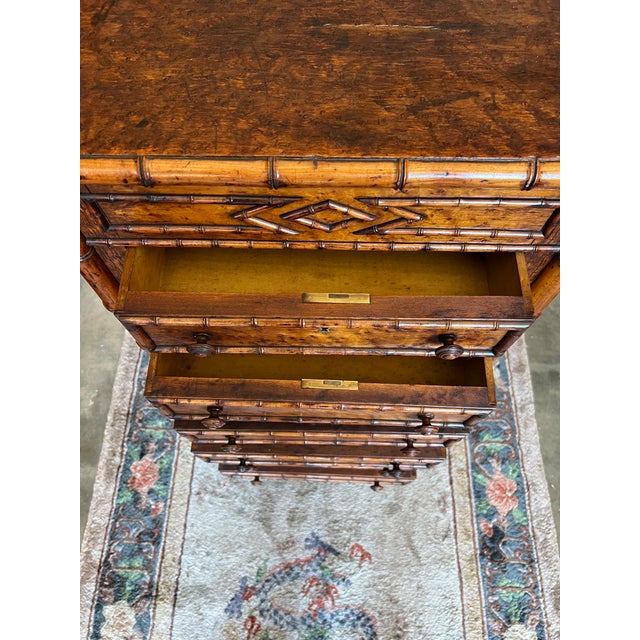 Victorian 1900-1909 Rare Faux Bamboo Salesman Sample Miniature Chest of Drawers For Sale - Image 3 of 5