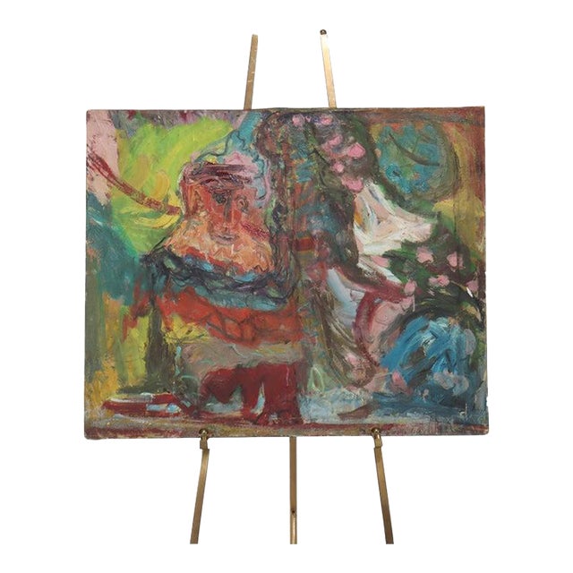 Vintage Abstract Expressionist Oil On Canvas Painting “This Victim” By East Village Performing Artist C1986 Measures - 34...