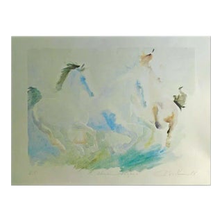 Beatrice Bulteau "Untitled" Signed Serigraph Fine Art, Horses, France For Sale
