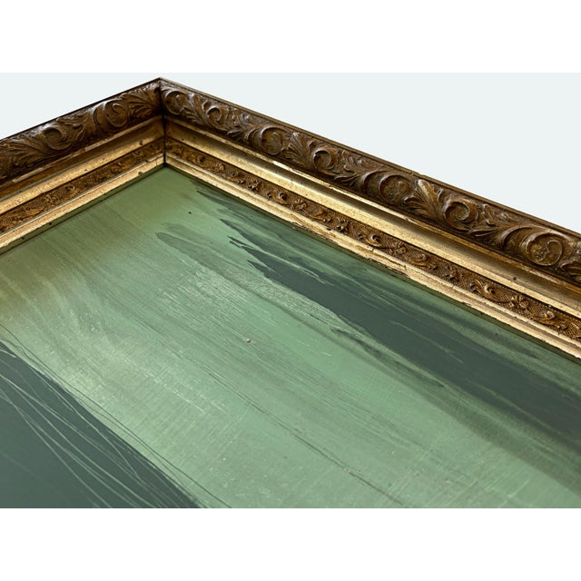 “Cedar Pine" Green Abstract Art in Antique Frame, Transitional Living Room Art by JTS For Sale In Minneapolis - Image 6 of 10