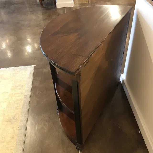 1990s Italian Demi Lune Walnut Etagere Table For Sale - Image 5 of 12