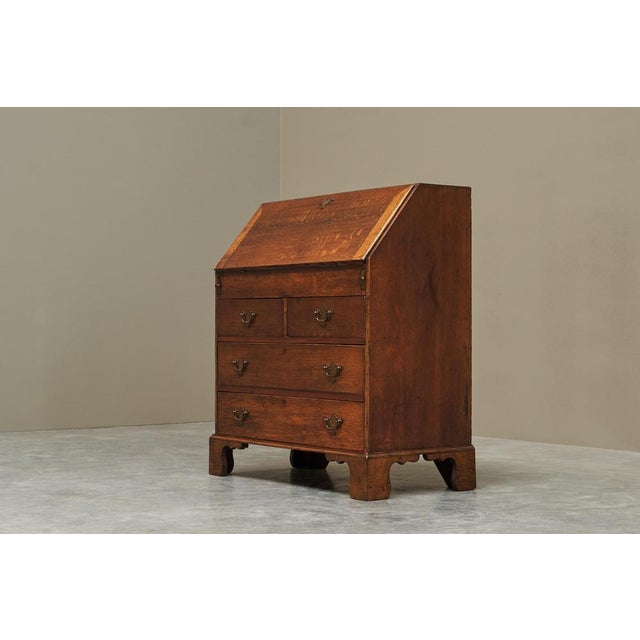 Antique English Fall Front Secretary in Oak For Sale - Image 11 of 14