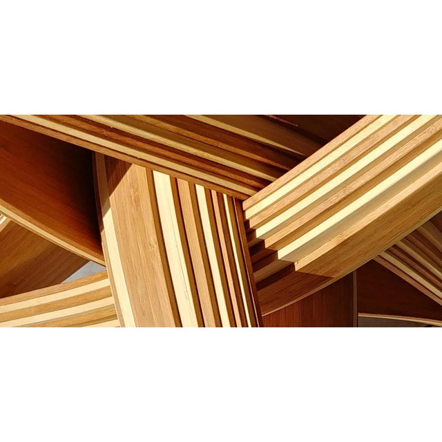 Lock C Sculptural Caramel and Naturel Bamboo Coffee Table by Jan Paul For Sale - Image 11 of 18