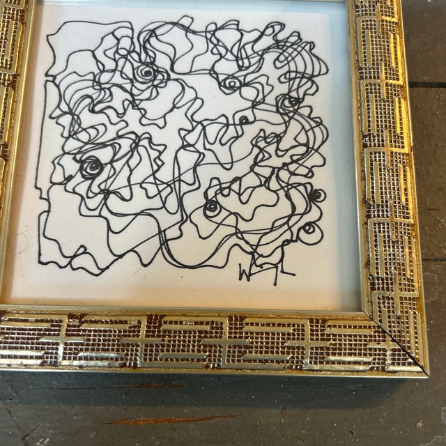 Contemporary abstract marker drawing by Wayne Cunningham. signed and framed. Measures 6.25x6.25. Check out my shop Robins...