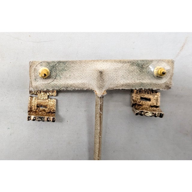 Vintage 1980s Signed Panetta Goldtone & Clear Rhinestone Half Hoop Pierced Earrings-2 Pieces For Sale In Philadelphia - Image 6 of 6