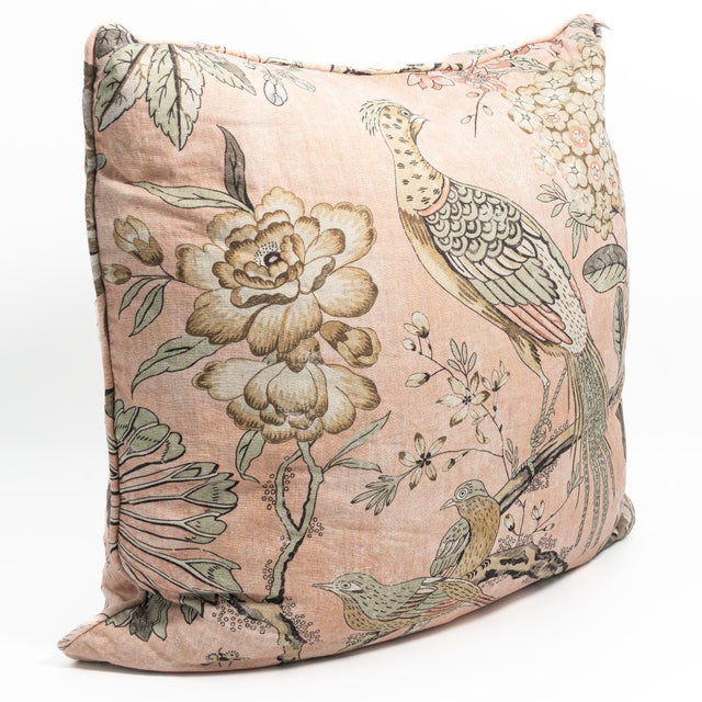 A custom-tailored designer pillow in Anna French's Villeneuve pattern brings 18th-century French Chinoiserie into...