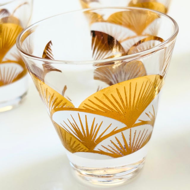 Glass Mid Century Gold Fan Shot Glasses - Set of 5 For Sale - Image 7 of 9