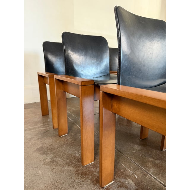Vintage 1970's Italian Leather Dining Chairs For Sale - Image 17 of 17