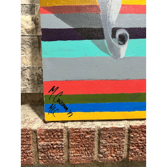 Original Signed Contemporary Acrylic Painting Gallery Canvas Origami Inspired Bird For Sale - Image 4 of 11