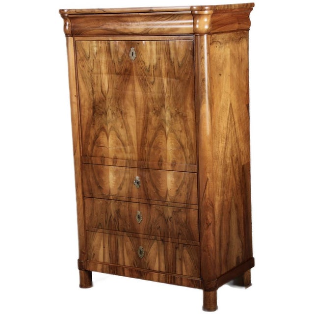 Hollywood Regency Small Antique Louis Philippe Secretaire in Walnut, 1840 For Sale - Image 3 of 18