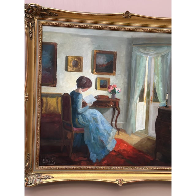 Edith Gert, Woman Reading, 1960s, Oil on Canvas, Framed For Sale - Image 10 of 17