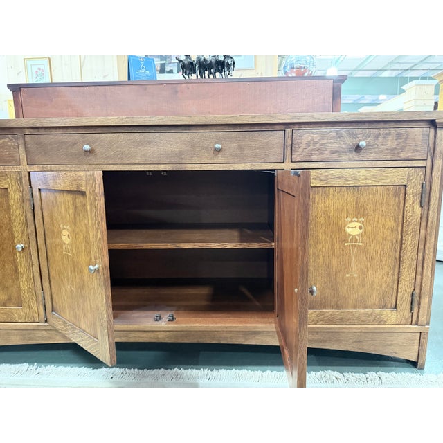 Wood Late 20th Century Stickley Harvey Ellis Mission Oak Four Door Buffet Sideboard For Sale - Image 7 of 12