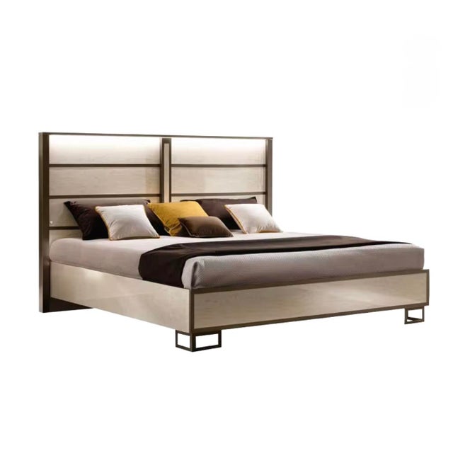 Casa Milano Poesia Upholstered 6-Piece Italian King Bedroom Set With Led Bed For Sale In Houston - Image 6 of 9