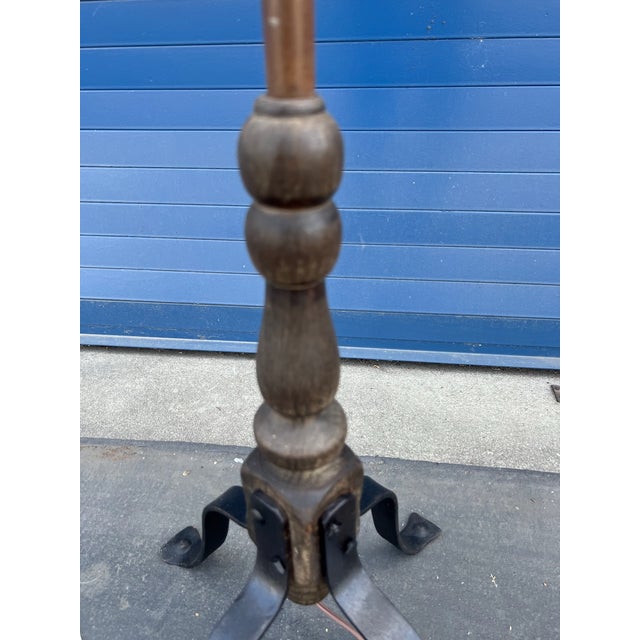 1930s Original Monterey Old Wood and Copper Floor Lamp For Sale In Los Angeles - Image 6 of 6