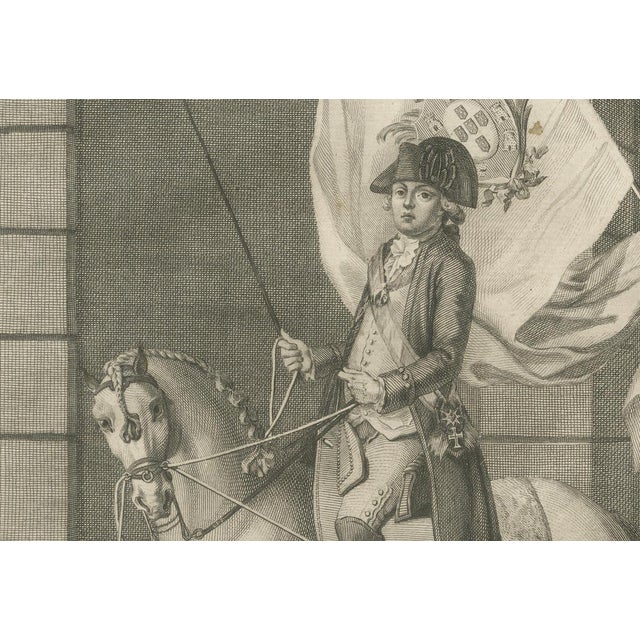 Paper Robert Bénard, Portuguese Cavalry Officer with Royal Standard, 1790, Paper Engraving For Sale - Image 7 of 9
