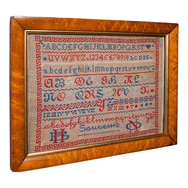 Antique Needlework Sample, English, Framed, Embroidery, Decor, William Iv, 1835 For Sale