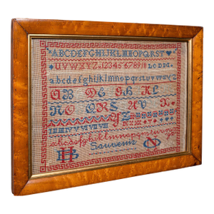 Antique Needlework Sample, English, Framed, Embroidery, Decor, William Iv, 1835