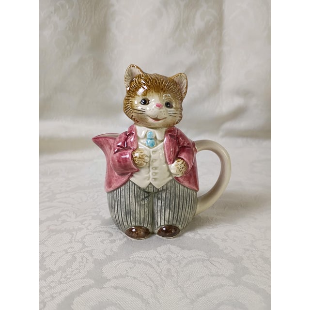 Cat Tea Set Japanese Otagiri Mrs Whiskers 4 Piece Kitchy Sugar Teapot Creamer Napkin Holder Wind in the Willows Style Quirky Kitchenware For Sale - Image 14 of 17