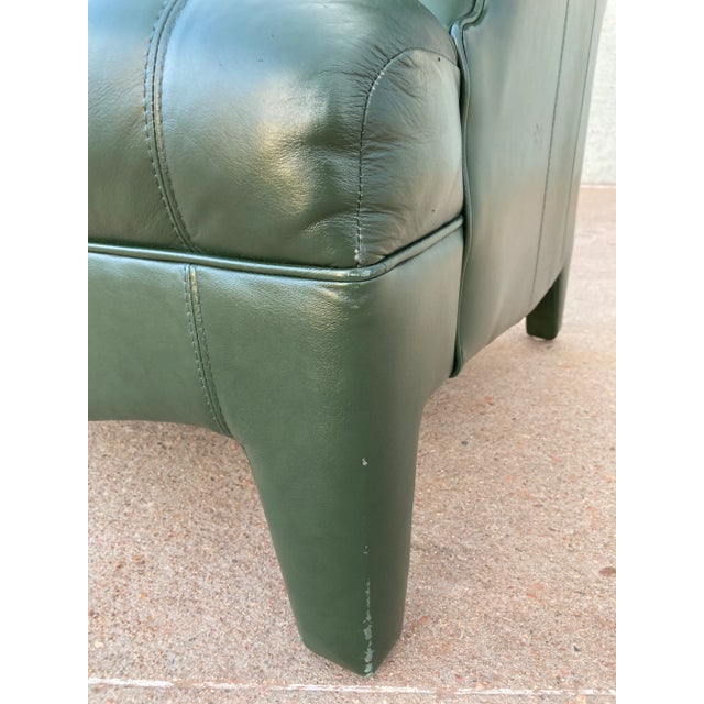 Late 20th Century Neotraditional Fully Upholstered Leather Lounge Chair Manner of John Hutton for Donghia For Sale - Image 12 of 13