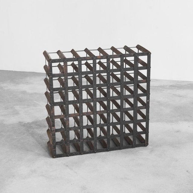 49 Bottle Wine Rack in Metal and Wood from Farrow & Jackson, 1930s For Sale - Image 10 of 14