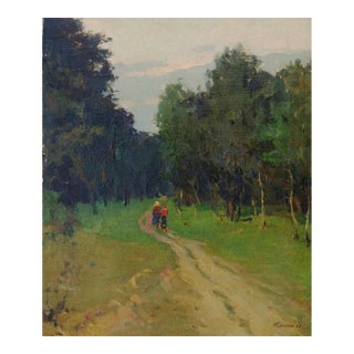 Original Ukrainian Impressionism Painting: Woodland Scenery, 1962 60-50 For Sale