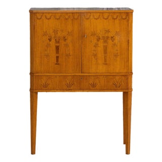 Mid 20th Century Swedish Art Deco Birchwood Marquetry Bar Cabinet For Sale