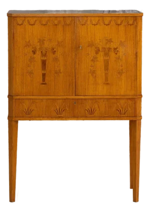 Mid 20th Century Swedish Art Deco Birchwood Marquetry Bar Cabinet