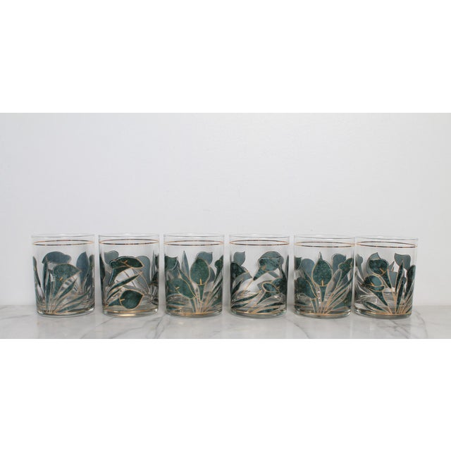 Mid-Century Modern Set of Six Vintage Calla Lily Low Ball Drinking Glasses by Culver Ltd. For Sale - Image 3 of 5