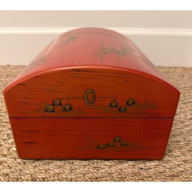 Mid 20th Century Vintage Chinoiserie Cinnabar Box For Sale - Image 5 of 12