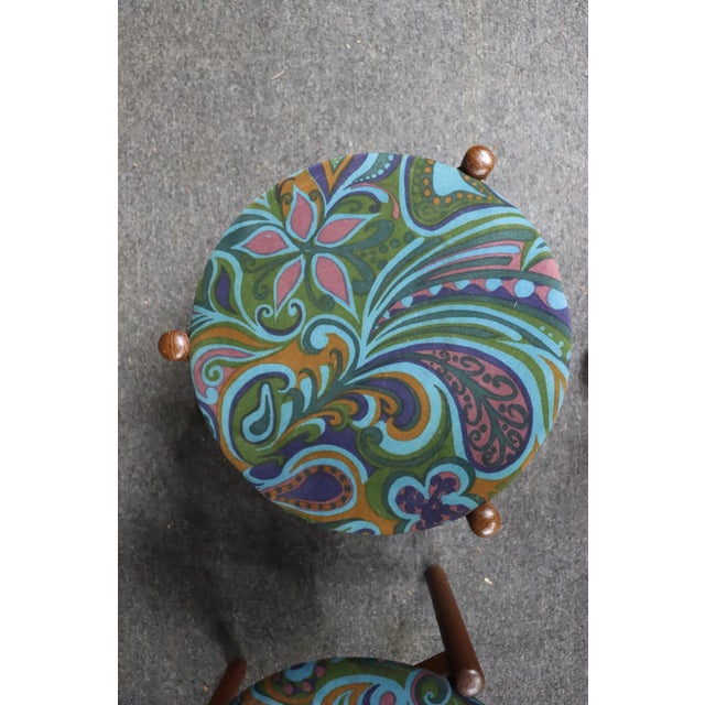 Brown Jack Larsen Style Tripod & Paisley Footstool/Pair For Sale - Image 8 of 9