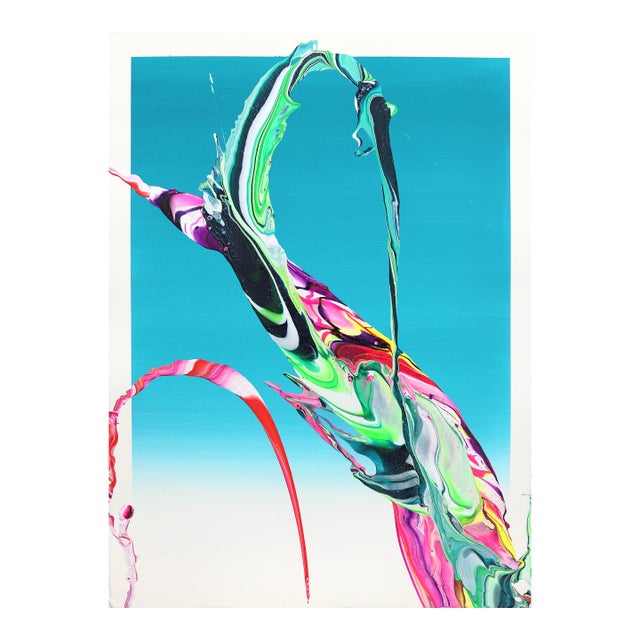 Avp_1162 - Colorful Textured Contemporary Abstract Painting on Paper Original Artwork by Alex Voinea For Sale