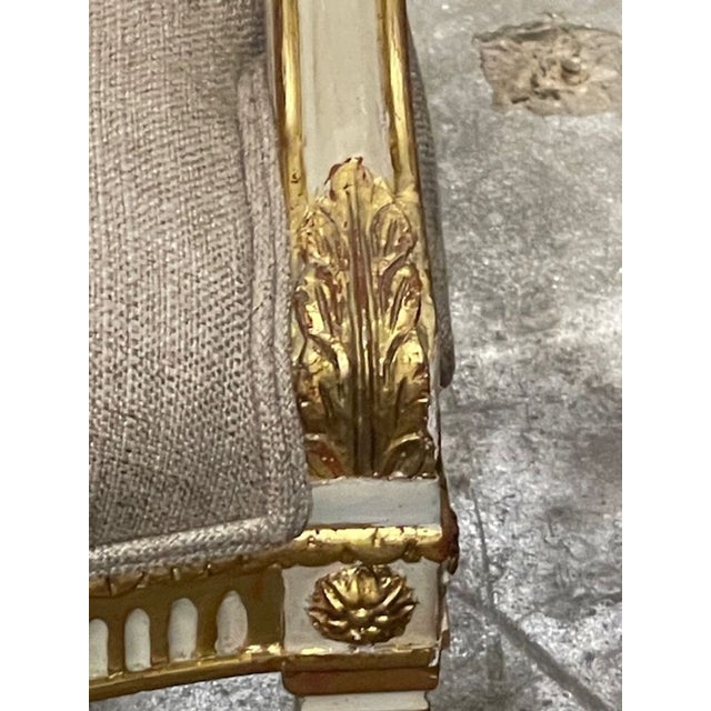 White Pair of English George III Parcel Gilt Armchairs For Sale - Image 8 of 9