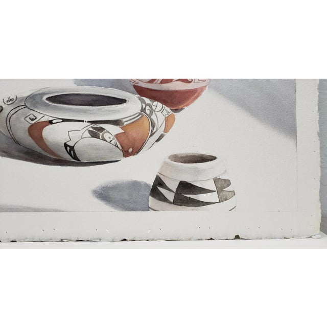 Camille Young (American, 20th C.) "Southwest Pottery" Original Watercolor C.1987 For Sale - Image 4 of 11