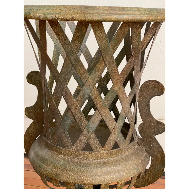 Green Contemporary Patinated Metal Urn For Sale - Image 8 of 13